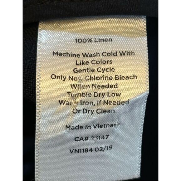 Talbots Women's 100% Linen Wide-Leg Pants sz 10 high-rise career nautical quiet - Picture 9 of 9